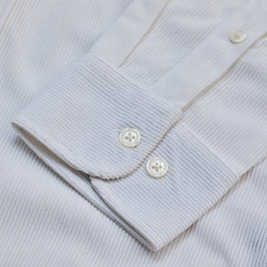 White Slim Fit Corduroy Shirt