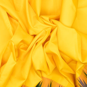 Lemon yellow Handloom Kanchipuram Korvai Silk Saree With Ganga Jamuna Border