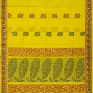 Lime Green Rasipuram Cotton Saree With Floral Buttas