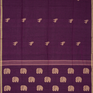 Magenta Handloom Bengal Cotton Saree With Horse Buttas