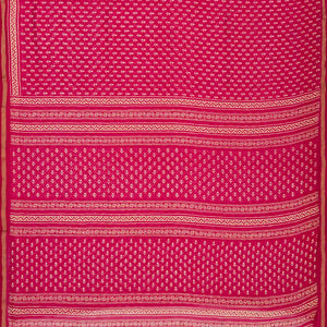 Pink Woven Jaipur Cotton Saree With Printed Floral Motifs