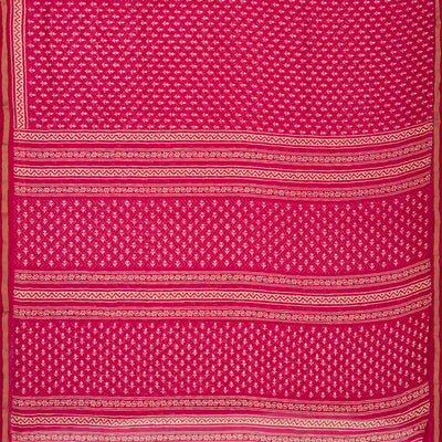Pink Woven Jaipur Cotton Saree With Printed Floral Motifs