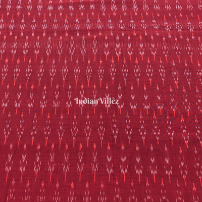Maroon Pochampally Ikat Cotton Fabric
