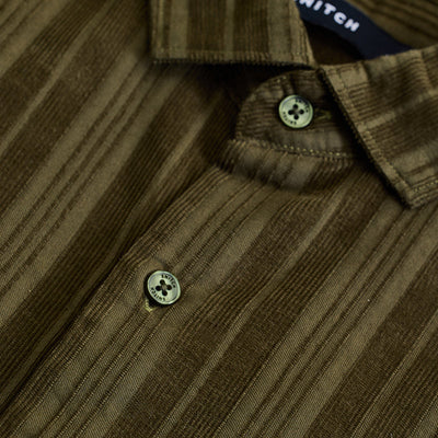 Olive Corduroy Slim Fit Shirt