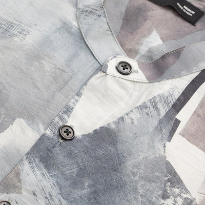 Light Grey Abstract Mandarin Shirt