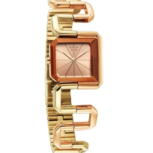 Titan Raga Delight Quartz Analog Rose Gold Dial Rose Gold Stainless Steel Strap Watch For Women 25mm 95155KM01