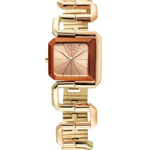 Titan Raga Delight Quartz Analog Rose Gold Dial Rose Gold Stainless Steel Strap Watch For Women 25mm 95155KM01