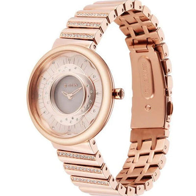 Titan Purple Unending Beauty Rose Gold Dial Analog Stainless Steel Strap Watch for Women 36mm 95160WM01