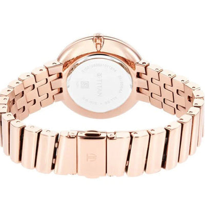 Titan Purple Unending Beauty Rose Gold Dial Analog Stainless Steel Strap Watch for Women 36mm 95160WM01