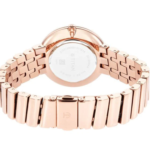 Titan Purple Unending Beauty Rose Gold Dial Analog Stainless Steel Strap Watch for Women 36mm 95160WM01