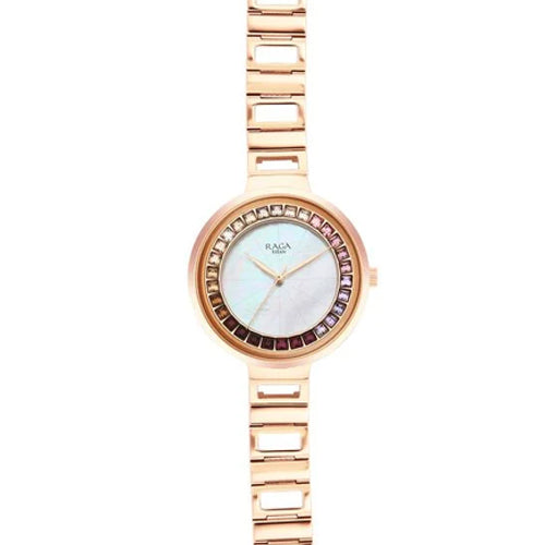 Titan Purple Unending Beauty Rose Gold Dial Analog Stainless Steel Strap Watch for Women 36mm 95160WM01