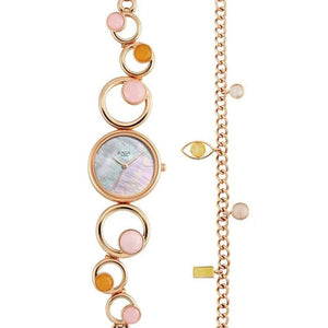 Titan Raga New You Quartz Analog Mother Of Pearl Citrine and Rose Quartz stones Strap for Women 26mm 95194WM01F