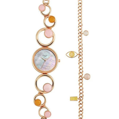 Titan Raga New You Quartz Analog Mother Of Pearl Citrine and Rose Quartz stones Strap for Women 26mm 95194WM01F