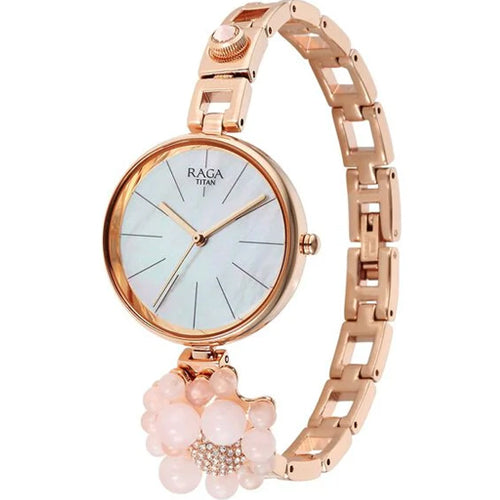 Titan Raga Delight Mother Of Pearl Dial Analog Metal Strap Watch for Women 30mm 95201WM01
