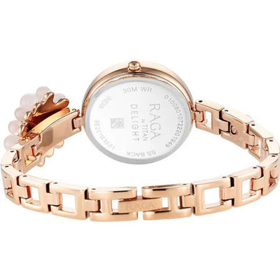 Titan Raga Delight Mother Of Pearl Dial Analog Metal Strap Watch for Women 30mm 95201WM01