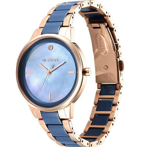 Titan Purple Ceramics Blue Dial Analog Steel and Ceramic Strap watch for Women 41mm 95213KD03