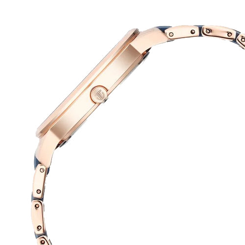 Titan Purple Ceramics Blue Dial Analog Steel and Ceramic Strap watch for Women 41mm 95213KD03