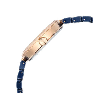 Titan Purple Ceramics Quartz Analog Mother of Pearl Dial Blue Ceramic Strap Watch For Women 34mm 95215KC03