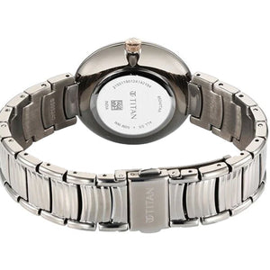 Titan Aura Quartz Analog Titanium Dial With Titanium Stainless Steel Strap Watch for Women 34mm 95240KM01