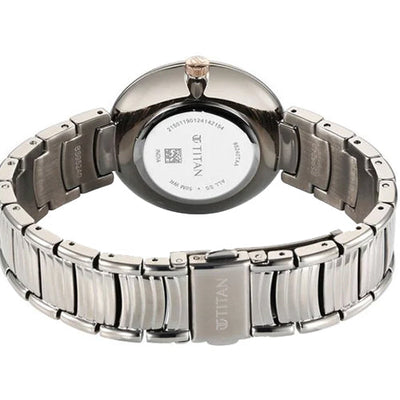 Titan Aura Quartz Analog Titanium Dial With Titanium Stainless Steel Strap Watch for Women 34mm 95240KM01