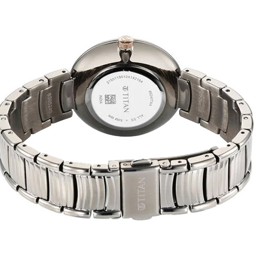 Titan Aura Quartz Analog Titanium Dial With Titanium Stainless Steel Strap Watch for Women 34mm 95240KM01