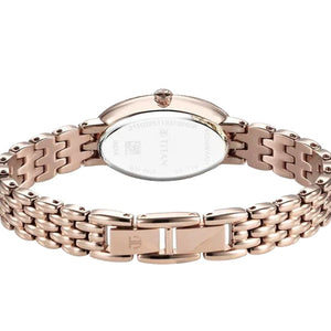 Titan Aura Quartz Analog Mother Of Pearl Dial Stainless Steel Strap Watch for Women 22mm 95246WM01