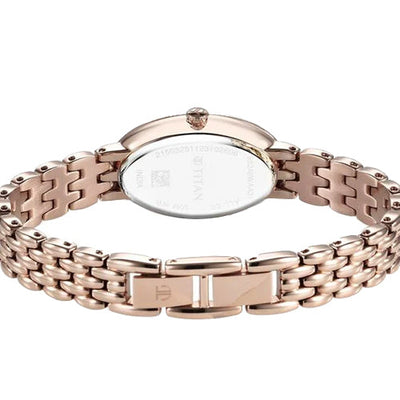 Titan Aura Quartz Analog Mother Of Pearl Dial Stainless Steel Strap Watch for Women 22mm 95246WM01