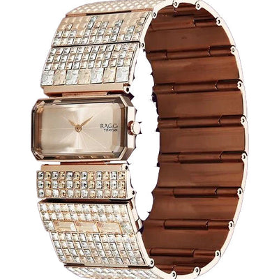 Titan Raga Cocktails Quartz Analog Rose Gold Dial Stainless Steel Strap Watch For Women 29.3mm 95318WM01