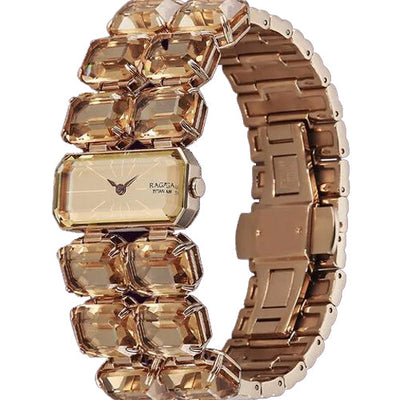 Titan Raga Cocktails Quartz Analog Brown Dial Metal Strap Watch For Women 32mm 95320WM01