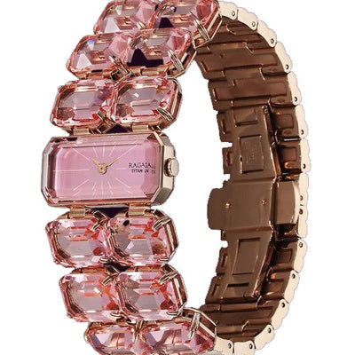 Titan Raga Cocktails Quartz Analog Rose Gold Dial Stainless Steel Strap Watch For Women 18mm 95320WM02