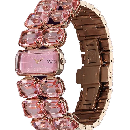 Titan Raga Cocktails Quartz Analog Rose Gold Dial Stainless Steel Strap Watch For Women 18mm 95320WM02