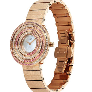 Titan Raga Glimmers Quartz Analog Mother of Pearl Dial Rose Gold Metal Strap Watch For Women 34.7mm 95344WM01F