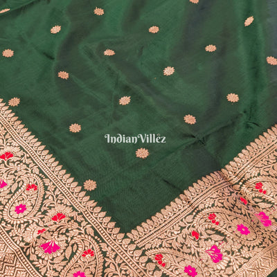 Forest Green Banarasi Katan Silk Saree