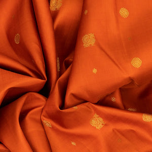 Orange Handloom Kanchipuram Korvai Silk Saree With Annam Buttas