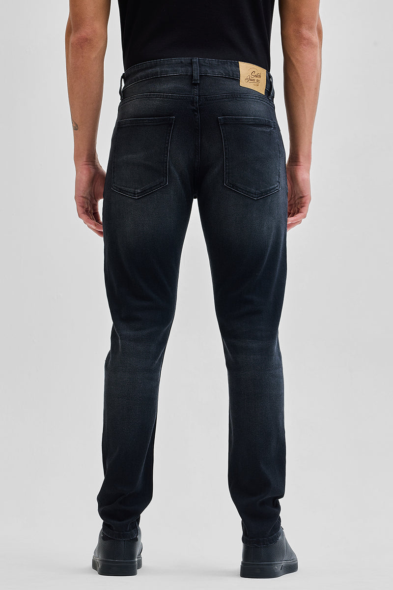 Charcoal Black Tapered Fit Jeans