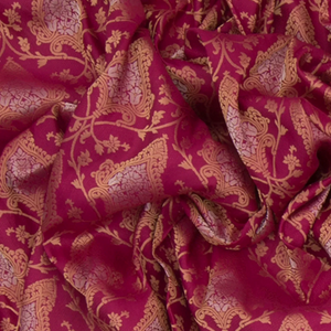Pink Handwoven Soft Silk Saree With Mango And Vine Motifs In Contrast Rust Border & Pallu-Pink