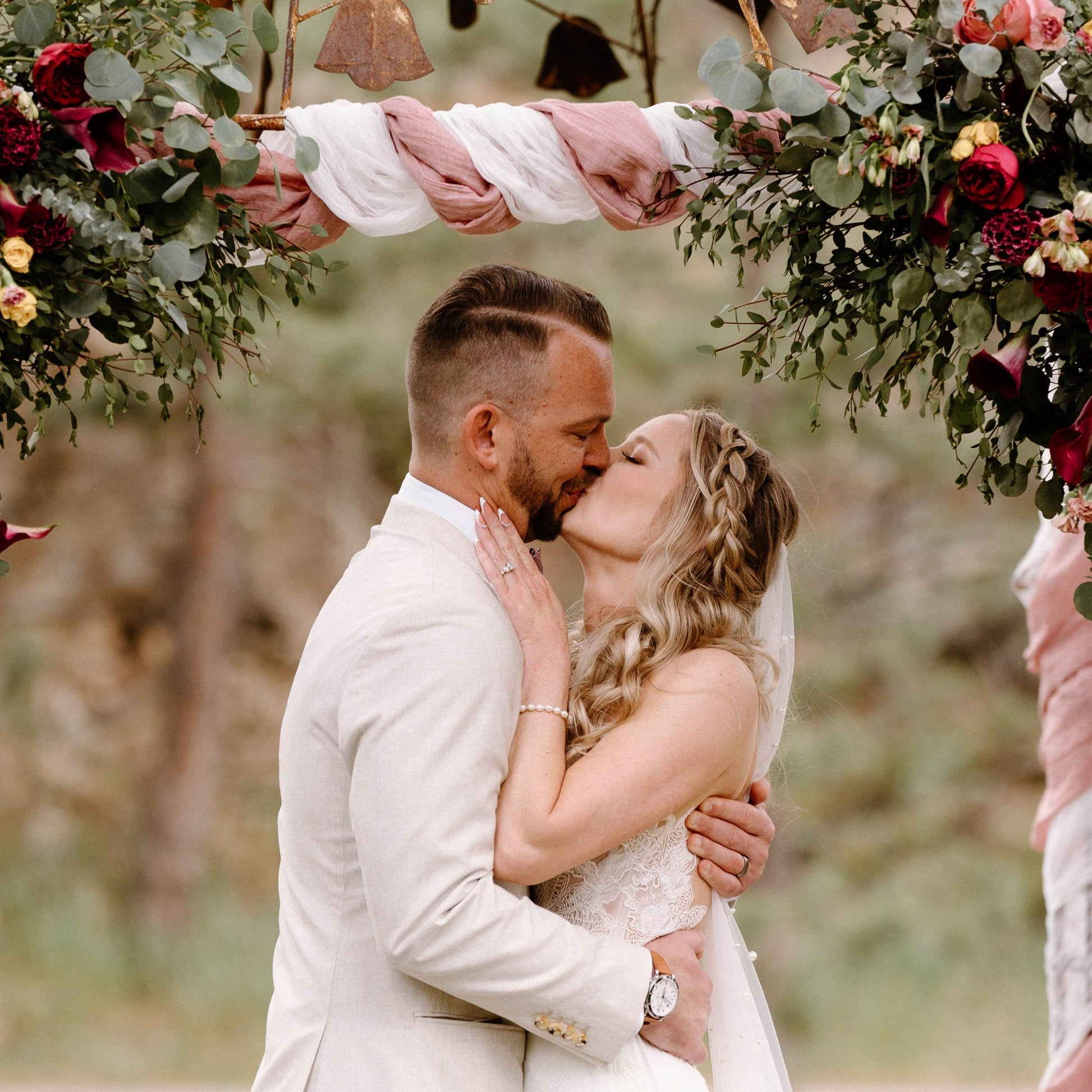 Romantic Burgundy and Pink Forest Wedding