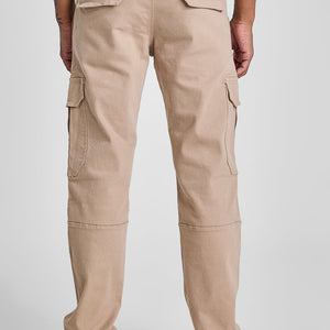 Beige Slim Fit Cargo Jeans