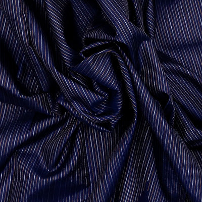 Navy Blue Handloom Kanchipuram Silk Saree With Stripes