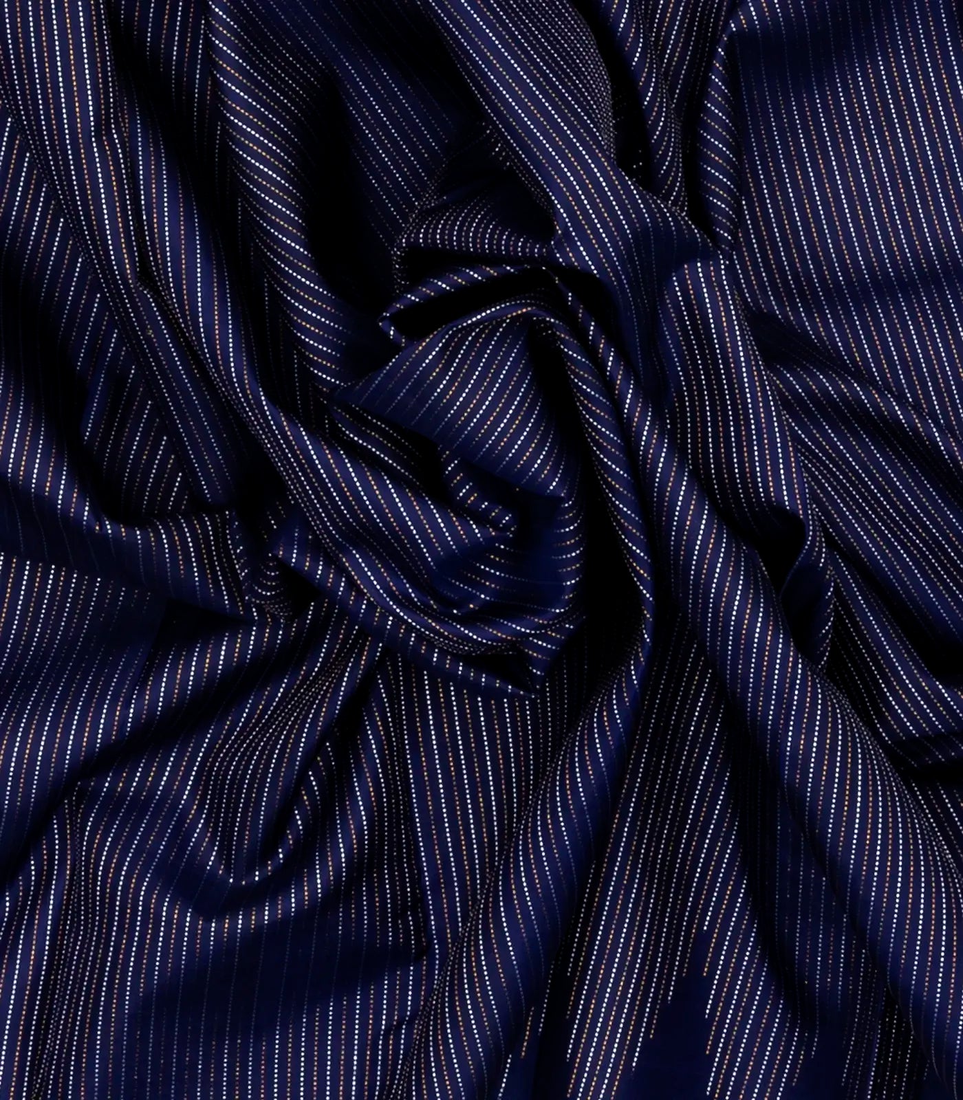 Navy Blue Handloom Kanchipuram Silk Saree With Stripes