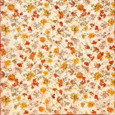 White Woven Digital Printed Georgette Silk Saree With Floral Motifs