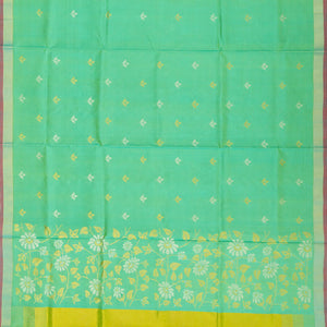 Aquamarine Handloom Uppada Silk Saree With Floral Zari Buttas