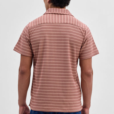 Peach Textured Stripes Shirt