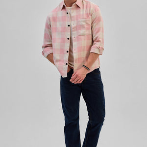 Light Pink Flannel Checks Overshirt