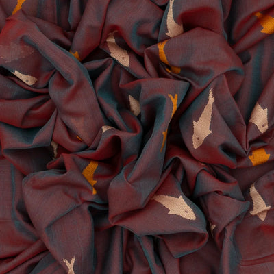 Lilac Handloom Bengal Cotton Saree With Fish Buttas