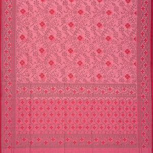 Dark Peach Handwoven Banarasi Silk Cotton Saree With Floral Vine Motifs