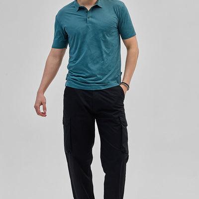 Teal Textured Stitchless Polo T-Shirt