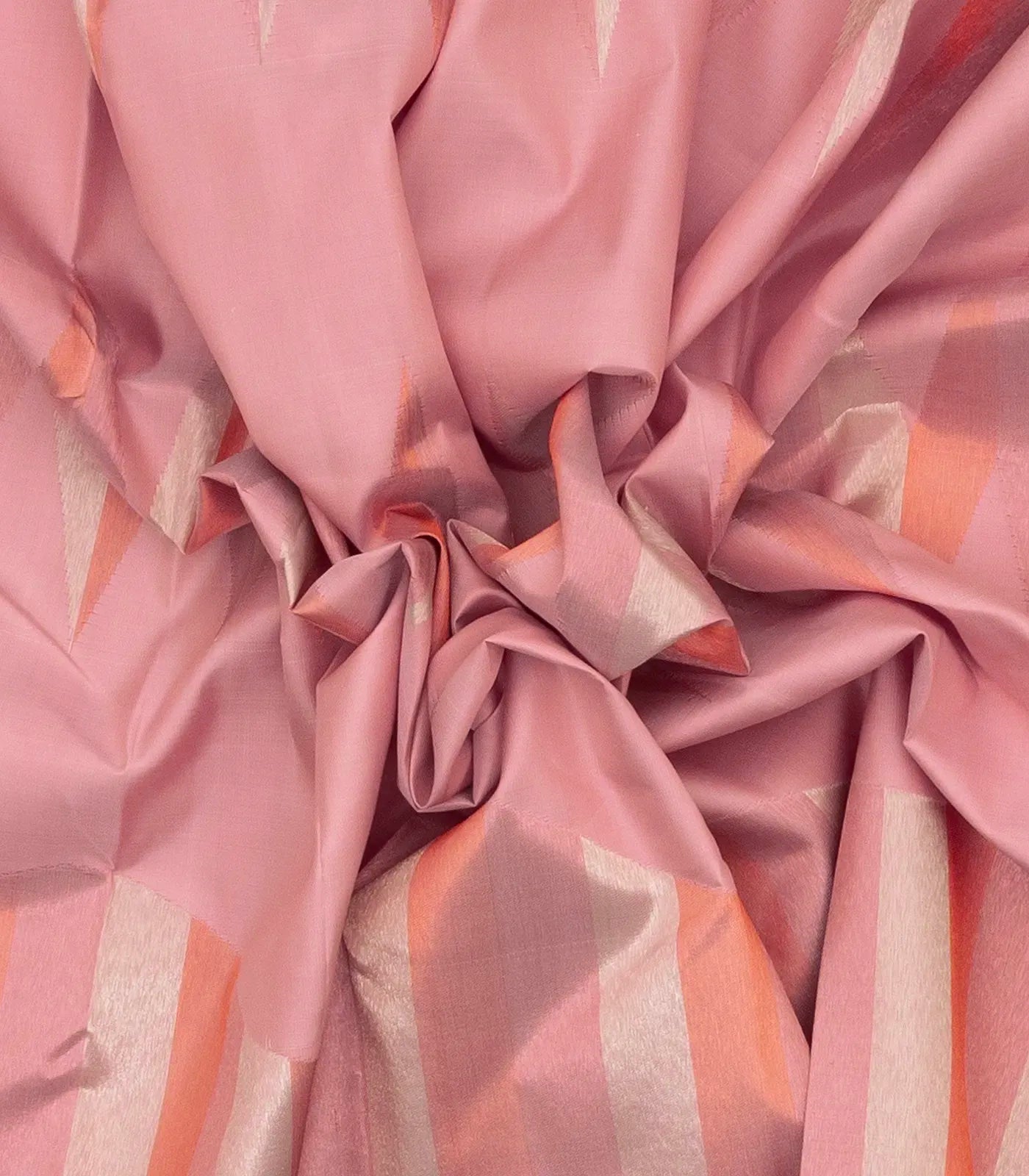 Dusty Pink Handloom Kanchipuram Silk Saree With Triangle Motifs