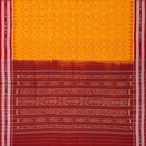 Mustard Orissa Cotton Saree With Tie & Dye And Floral Motifs