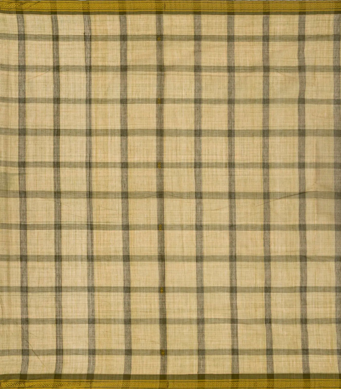 Shadow Green Handloom Kadapa Cotton Saree With Checks